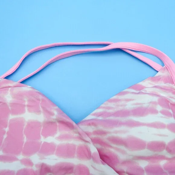 Victorias Secret Large Pink Tie Dye Cutout Wrap Style Bikini Top Padded Swim New - Picture 4 of 10
